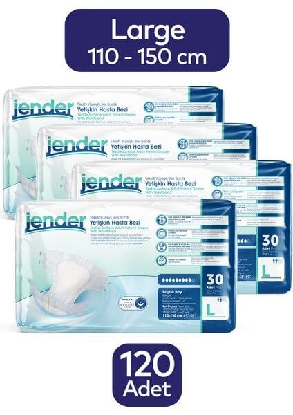 Jender Belbantlı Büyük Boy L 30'lu 4 Adet Hasta Bezi