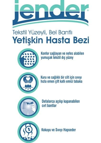 Jender Belbantlı Büyük Boy L 30'lu 4 Adet Hasta Bezi