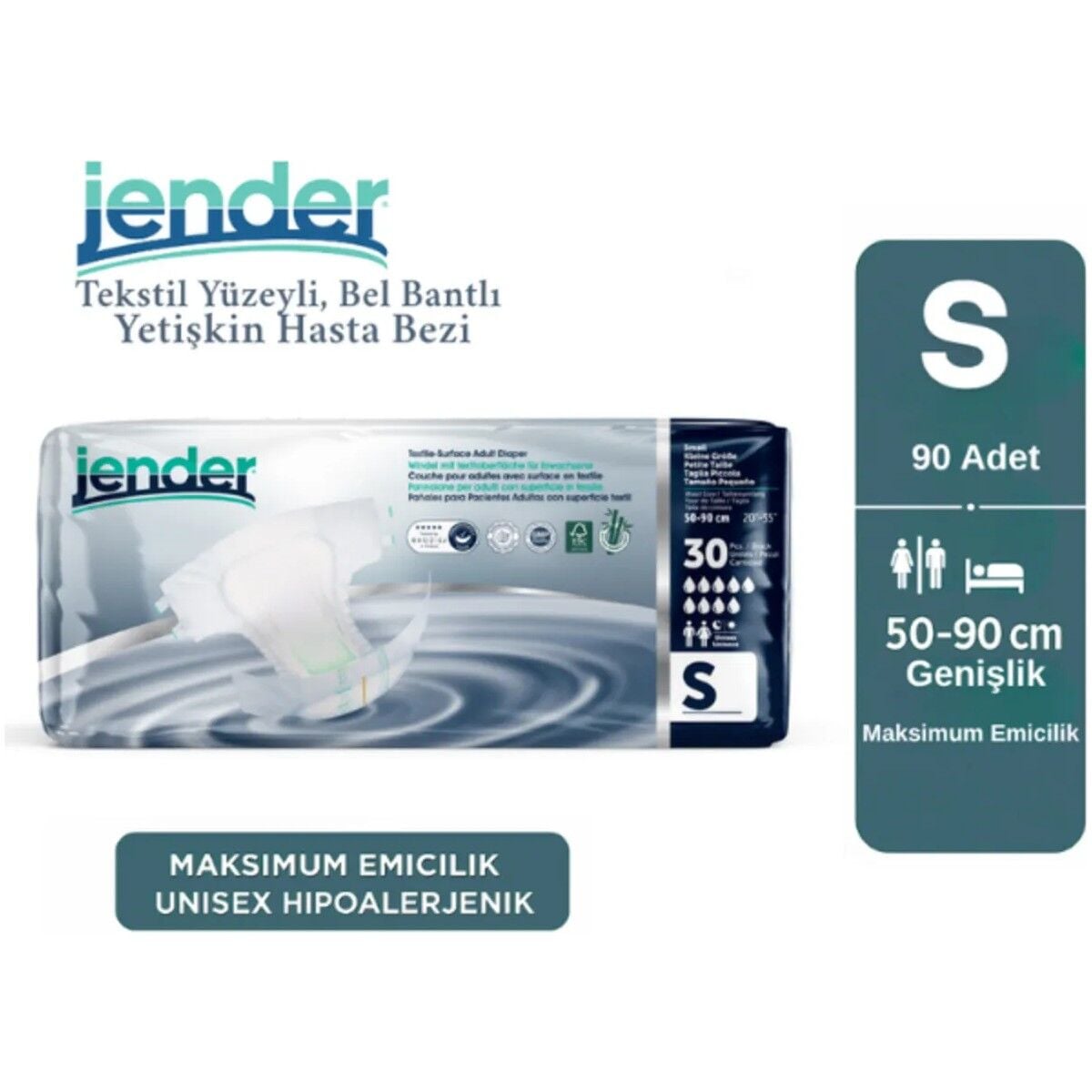 Jender Bel Bantlı Hasta Bezi Small 30lu