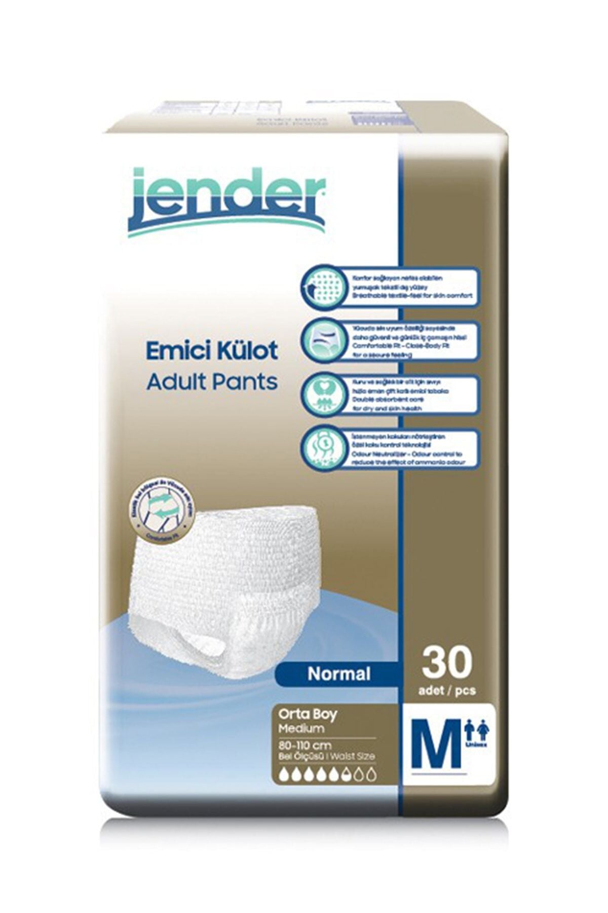 Jender Emici Külot Yetişkin Hasta Bezi Medium 30 Adet