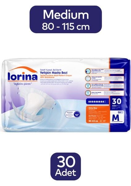 Lorina Emici Bel Bantlı Hasta Bezi Medium 30 Adet
