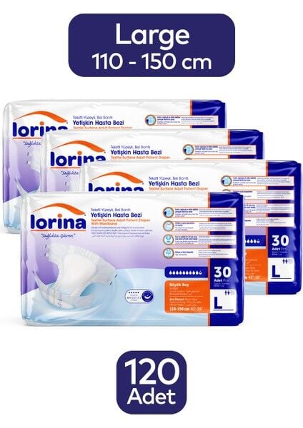 Lorina Emici Bel Bantlı Yetişkin Hasta Bezi Large 120 Adet