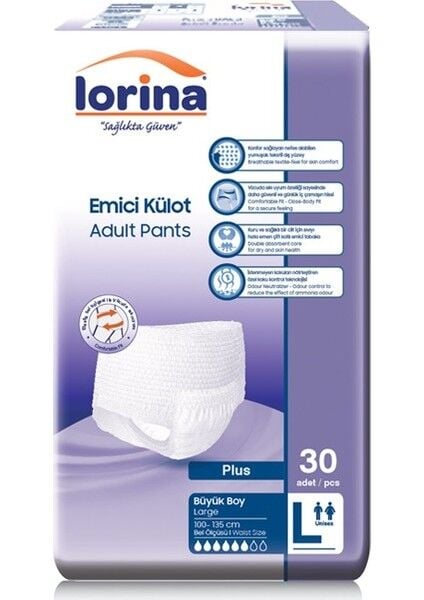 Lorina Emici Külot Hasta Bezi Large 30lu