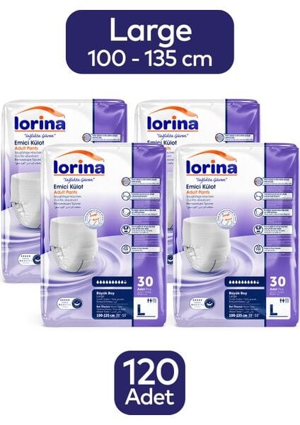 Lorina Yetişkin Emici Külot Large 30lu 4 Paket 120 Adet