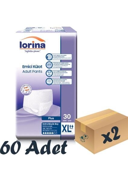 Lorina Yetişkin Emici Külot XLarge 30lu 2 Paket 60 Adet