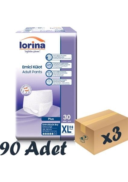 Lorina Yetişkin Emici Külot XLarge 30lu 3 Paket 90 Adet