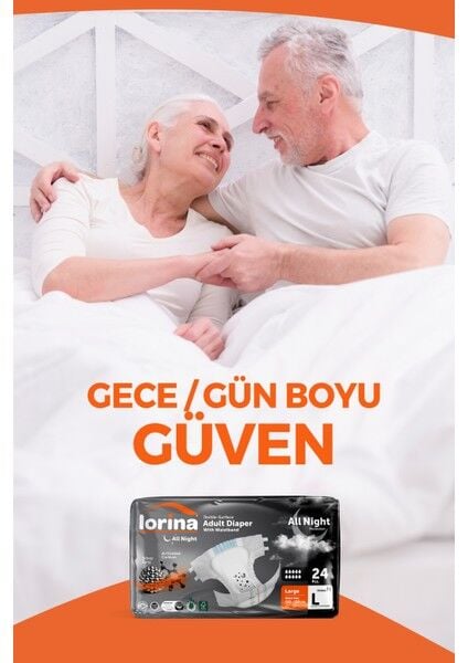 Lorina Allnight Aktif Karbon Gümüş İyon Bel Bantlı Hasta Bezi Large 24lü
