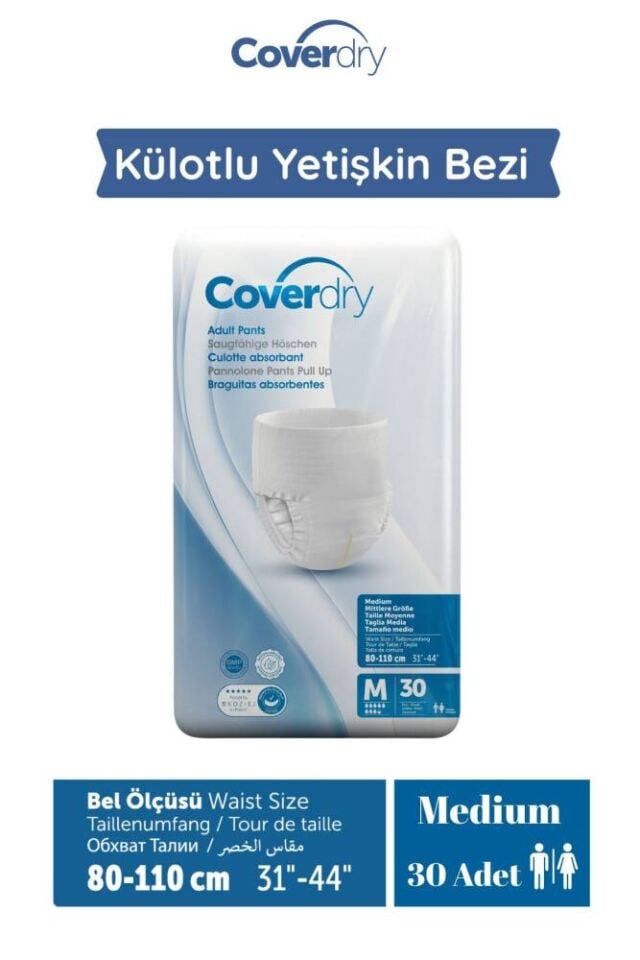 CoverDry Külotlu Yetişkin Hasta Bezi Medium 30 Adet 3 Paket