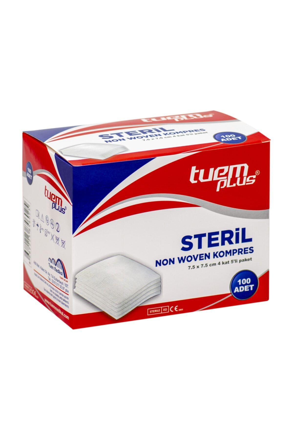 Tuem plus Steril Non Woven Kompres 5 Li 100lü Kutu