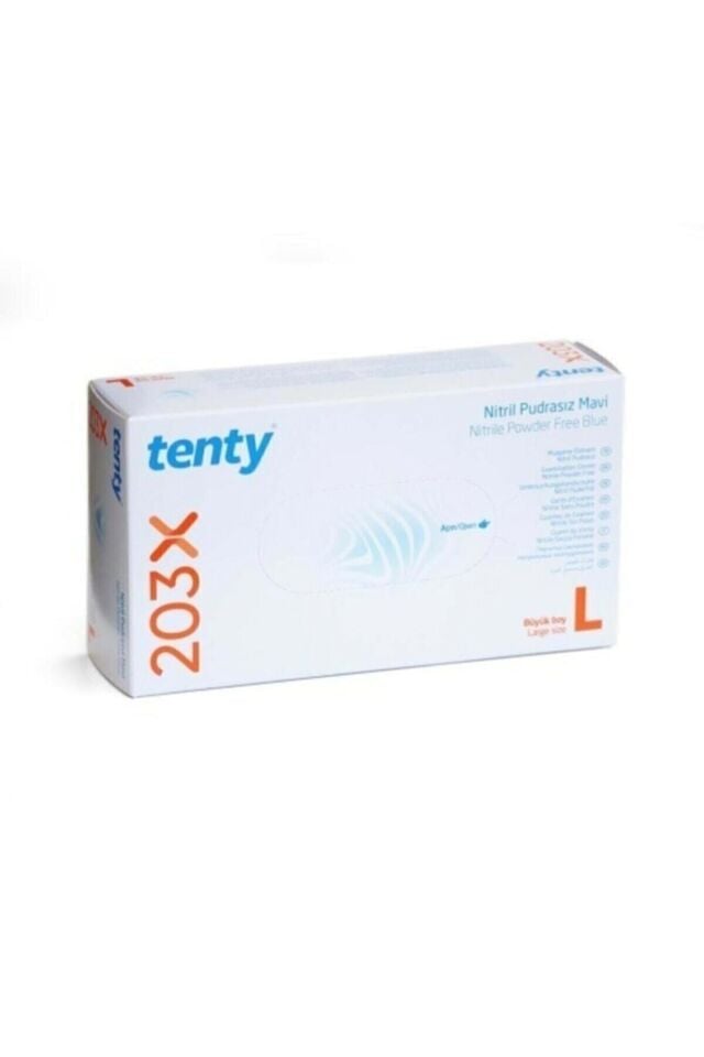 Tenty Mavi Nitril Pudrasız Muayene Eldiveni (Large) 100'lü 20 Paket 1 Koli