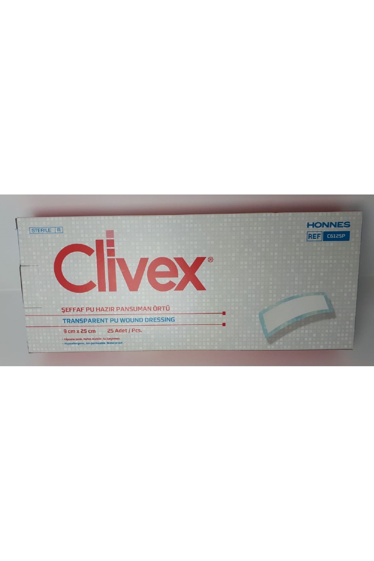 Clivex Şeffaf Pu Hazır Pansuman Örtüsü  9cmX25cm 25Adet