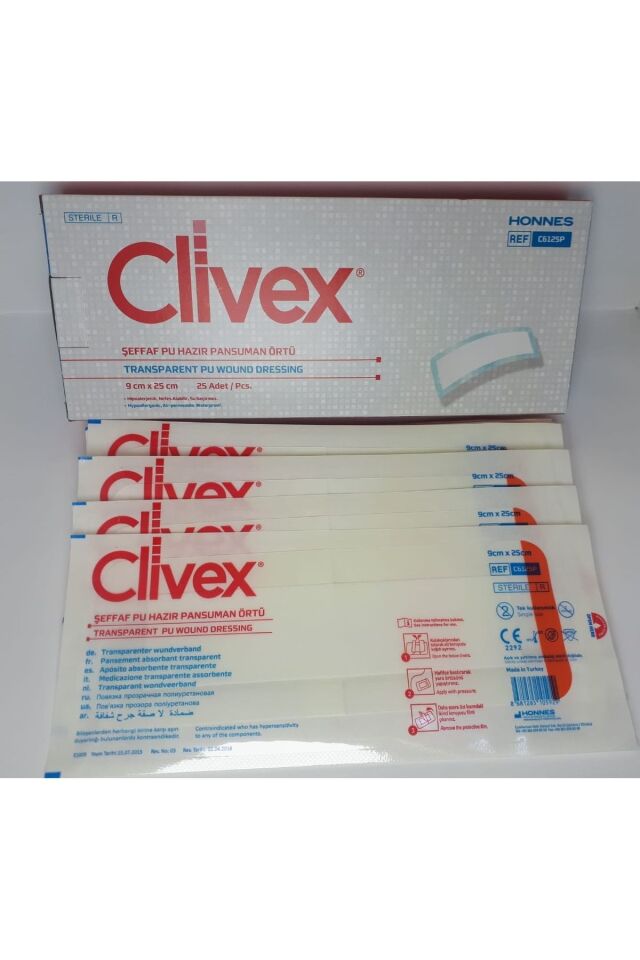 Clivex Şeffaf Pu Hazır Pansuman Örtüsü  9cmX25cm 25Adet