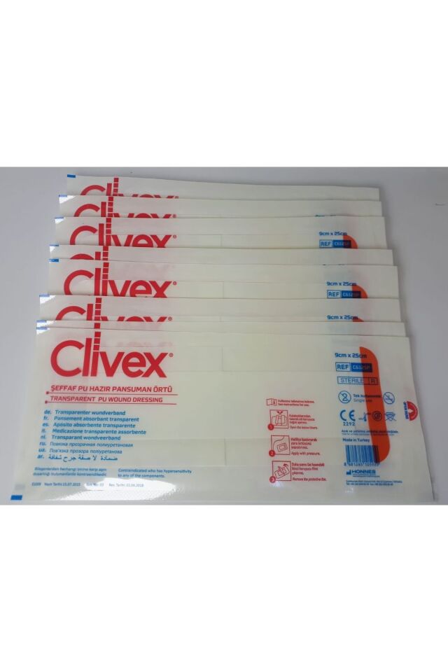 Clivex Şeffaf Pu Hazır Pansuman Örtüsü  9cmX25cm 25Adet