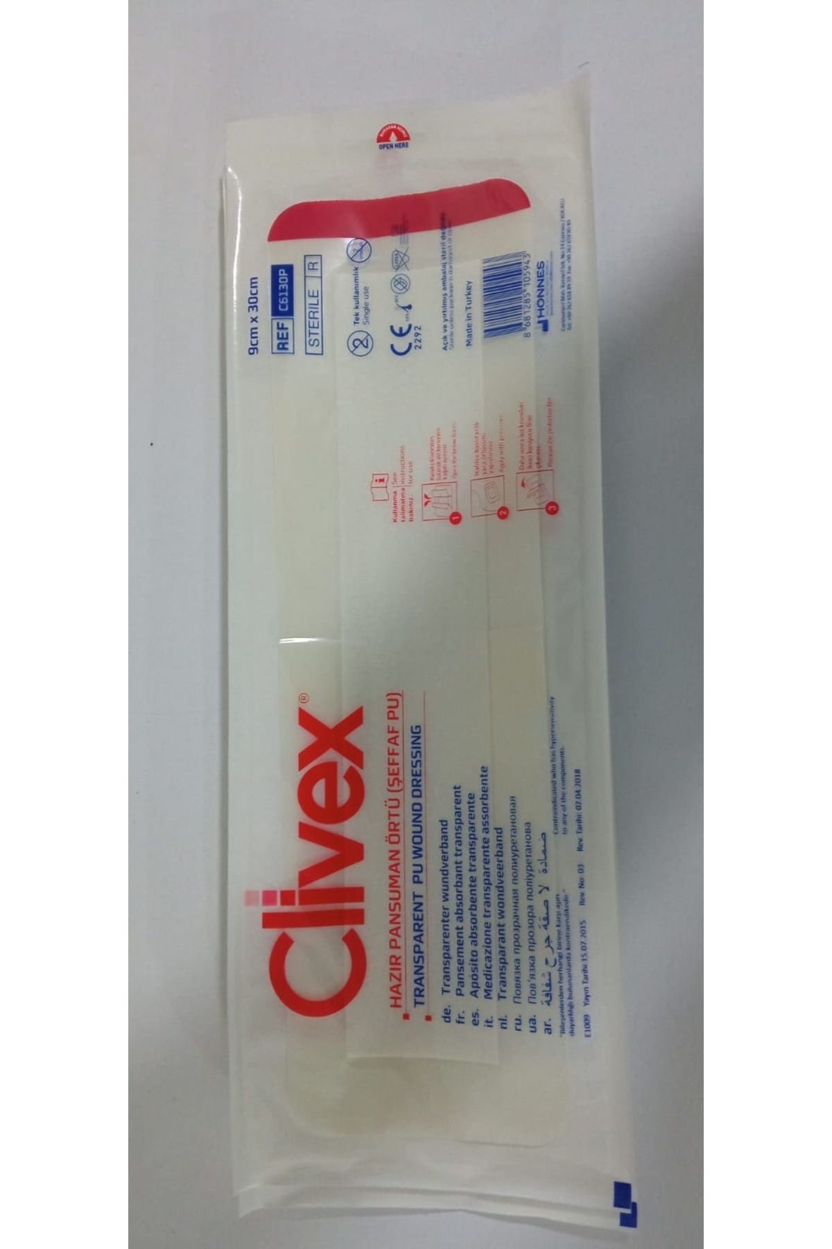 Clivex Şeffaf Pu Hazır Pansuman Örtüsü  9cmX30cm