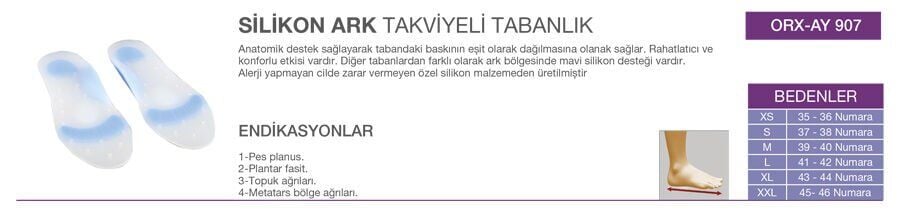 Orlex Ark Destekli Silikon Tabanlık Small 37-38