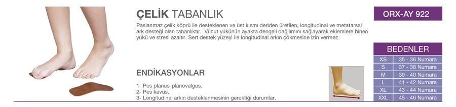 Orlex Çelik Tabanlık Xsmall 35-36 Numara