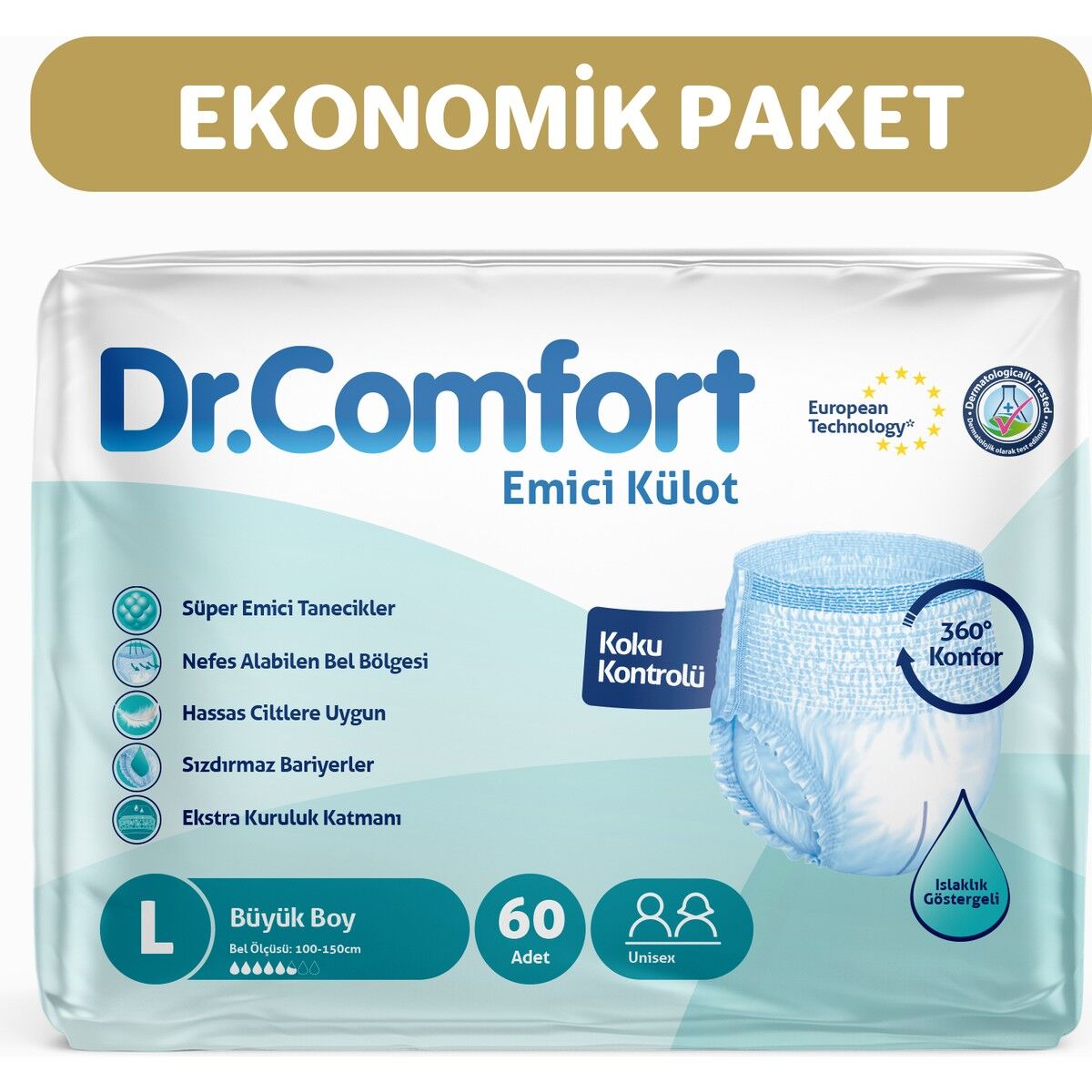 Dr.Comfort Emici Külot Büyük Boy L 30'lu 2 Adet Hasta Bezi