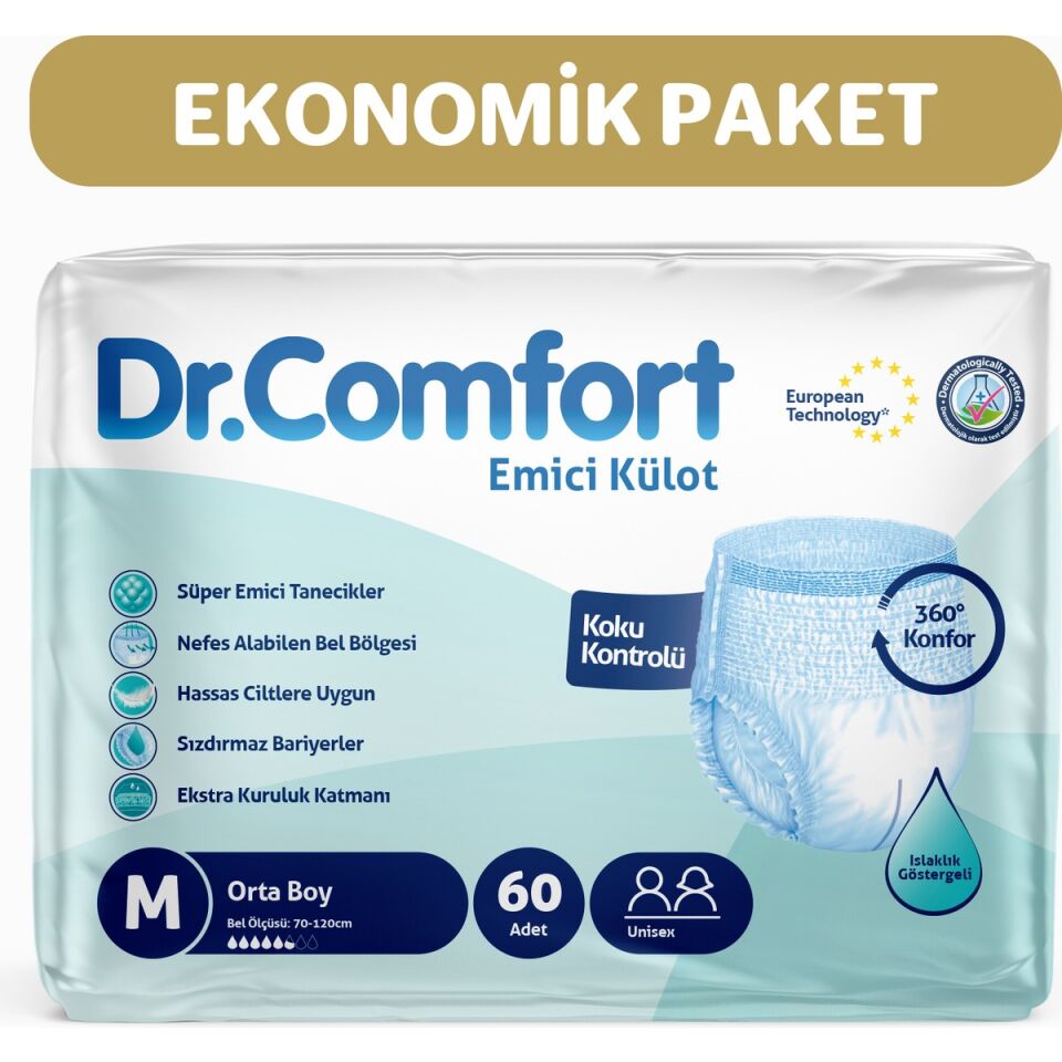 Dr ComfortYetişkin Emici Külot Medium 30'Lu 2 Paket 60 Adet