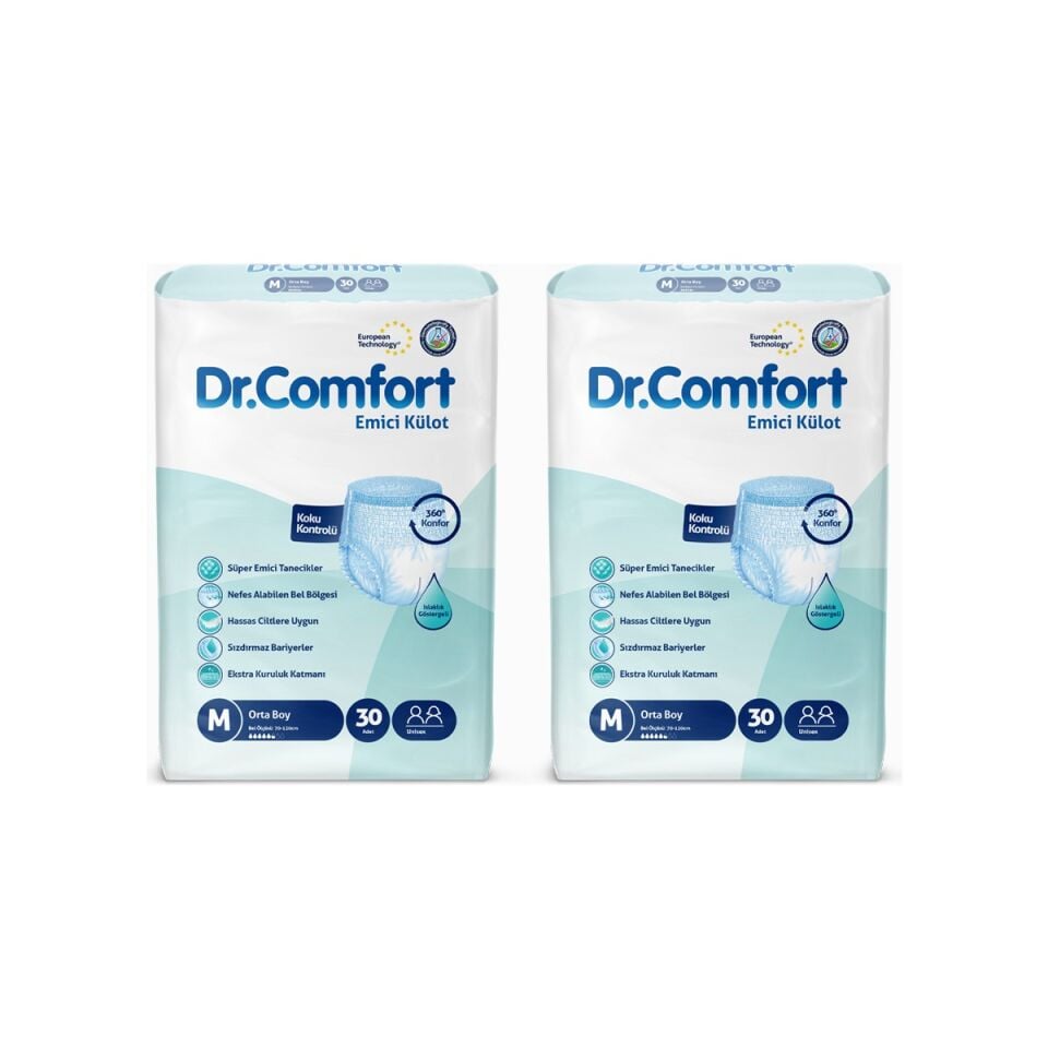 Dr ComfortYetişkin Emici Külot Medium 30'Lu 2 Paket 60 Adet