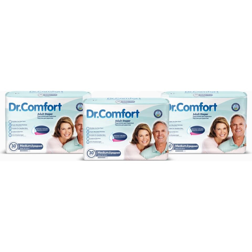 Dr Comfor Yetişkin Bel Bağlamalı Hasta Bezi Medium 30'Lu 3 Paket 90 Adet