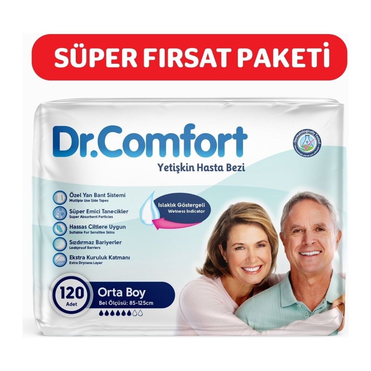 Dr.Comfort Belbantlı Orta Boy M 30'lu 4 Adet Hasta Bezi