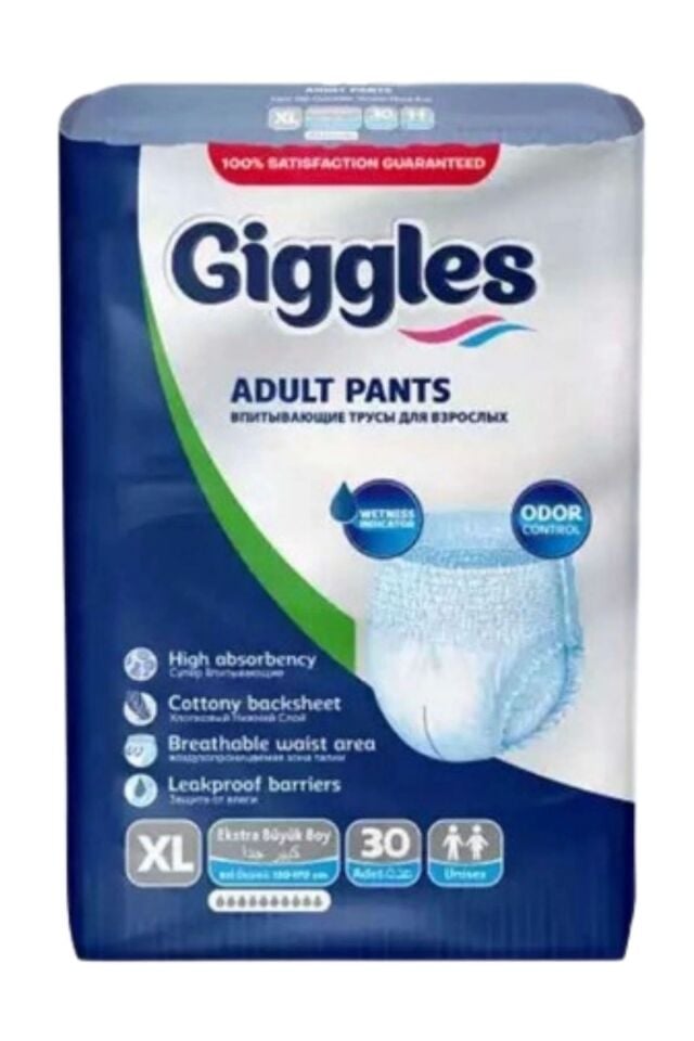 Giggles Külotlu Yetişkin Hasta Bezi Ekstra Büyük Boy Xl Beden 30 Lu