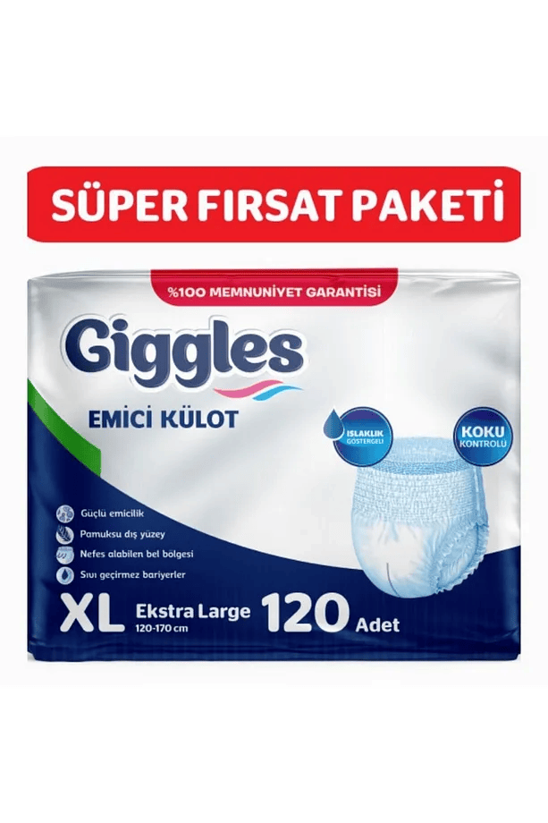 Giggles Külotlu Yetişkin Hasta Bezi Xlarge 30'lu - 4 Paket