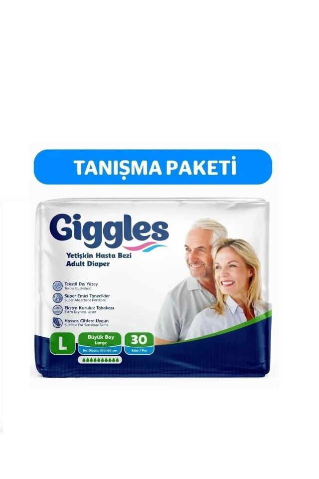 Giggles Yetişkin Bel Bağlamalı Hasta Bezi Large 30'lu 1 Paket 30 Adet