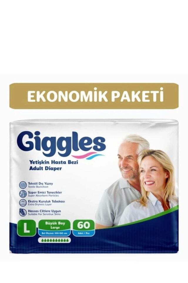 Giggles Yetişkin Bel Bantlı Hasta Bezi Large 60 Adet