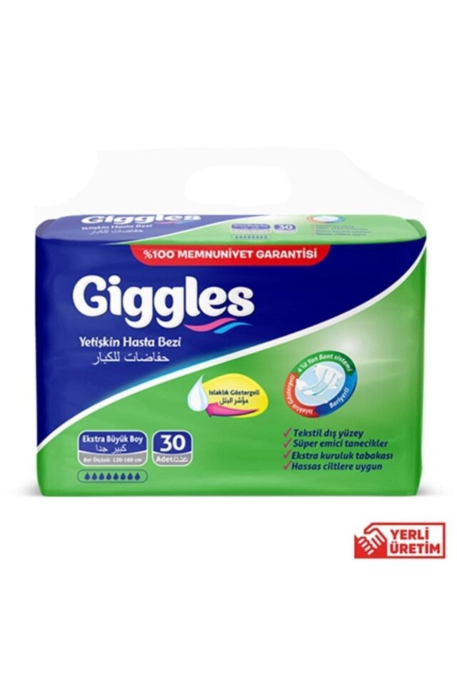 Giggles Hasta Bezi Yetişkin Bel Bantlı Tekstil Yüzey Ekstra Büyük (XL) 30 Adet Tekli Pk