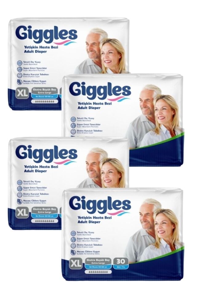 Giggles Belbantlı Yetişkin Hasta Bezi Extra Large Xl 30 Lu X 4 Adet