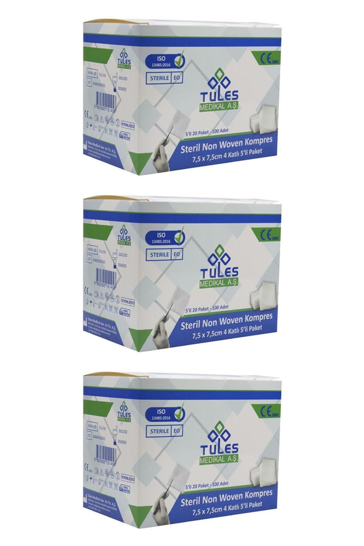 Tules Non-woven Steril Gazlı Bez Gaz Kompres 7,5 X 7,5cm 300 Adet