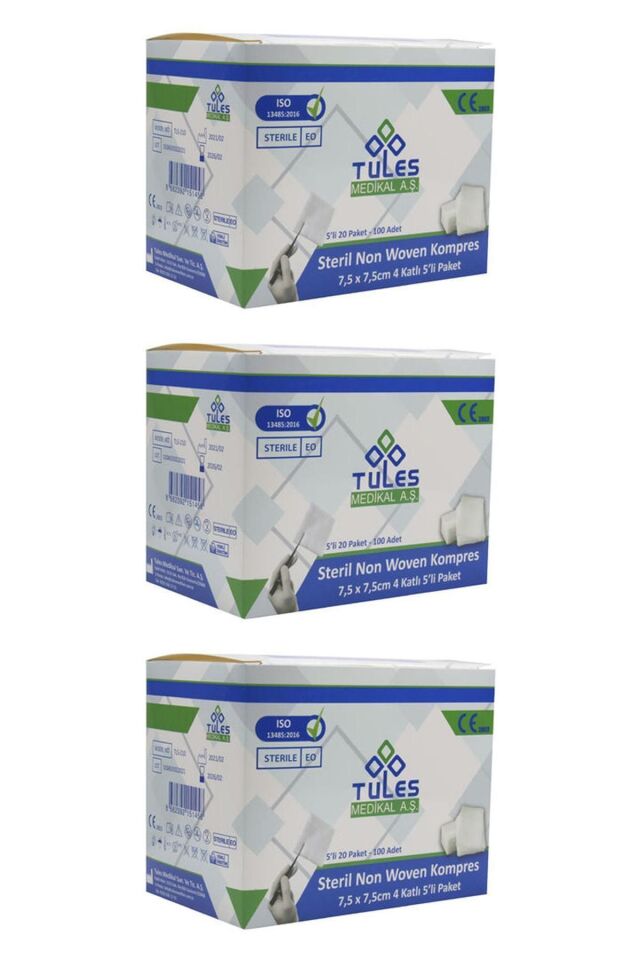 Tules Non-woven Steril Gazlı Bez Gaz Kompres 7,5 X 7,5cm 300 Adet