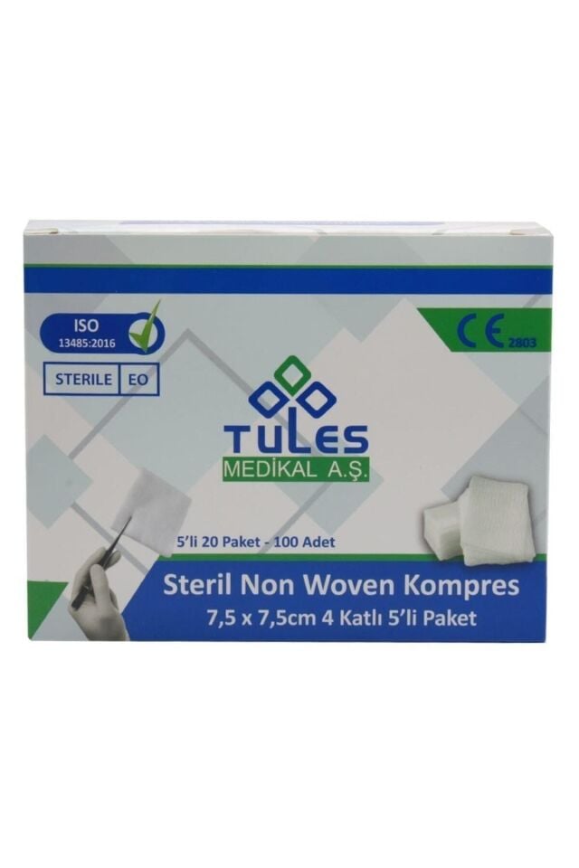 Tules 5 Li Steril Non Woven Kompres Spanç 7,5 X 7,5cm 500 Adet
